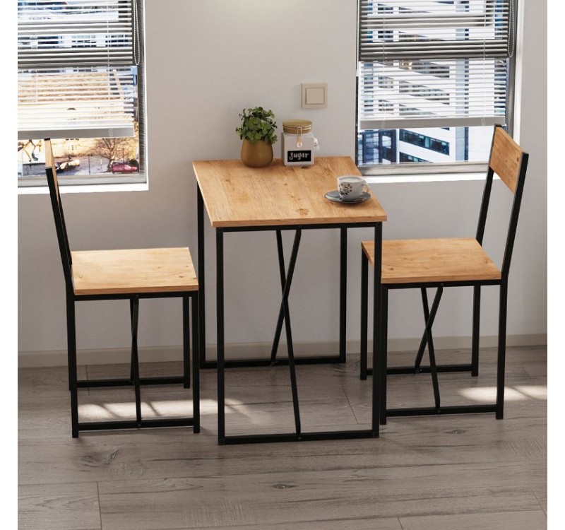 Τραπεζαρία Maysa Megapap Σετ 3 τμχ χρώμα pine oak 72,5x52,5x71,8εκ.