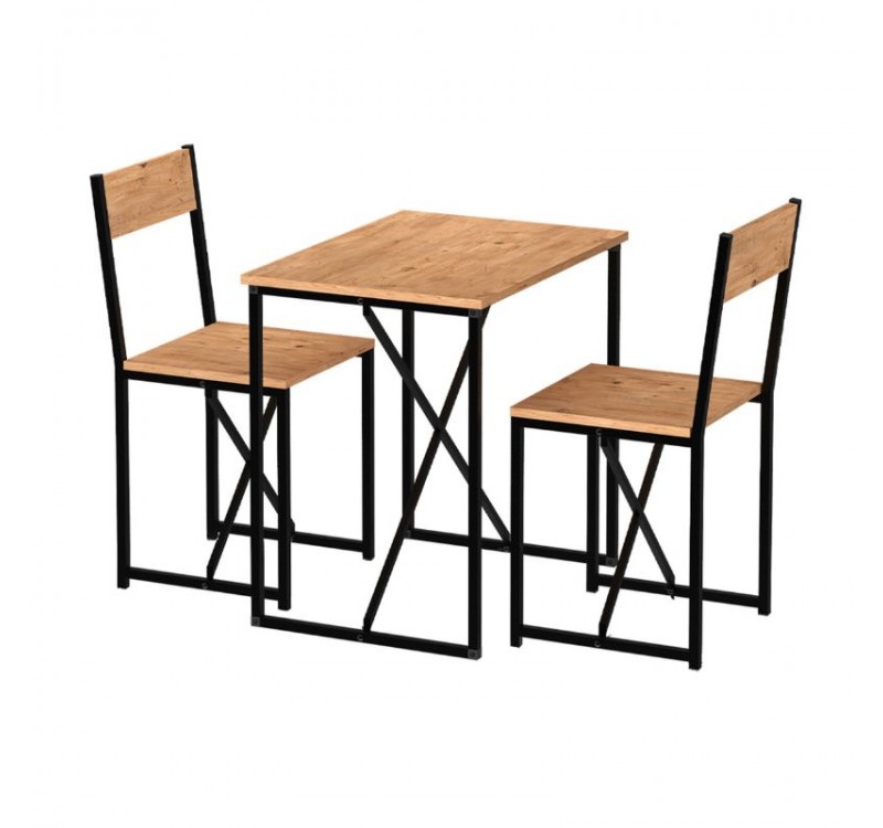 Τραπεζαρία Maysa Megapap Σετ 3 τμχ χρώμα pine oak 72,5x52,5x71,8εκ.