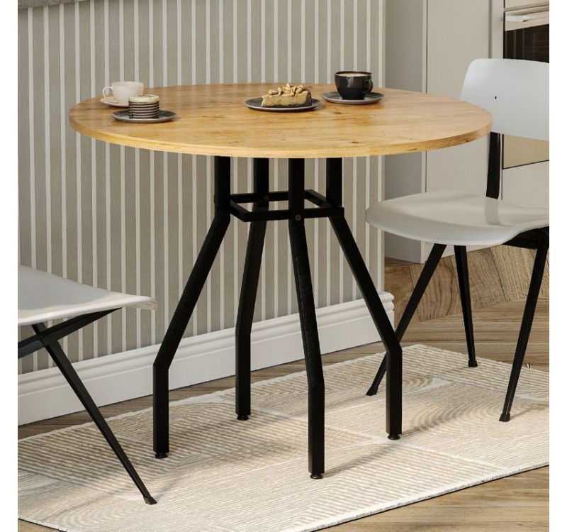 Τραπέζι Roma Megapap χρώμα pine oak Ø80x75εκ.