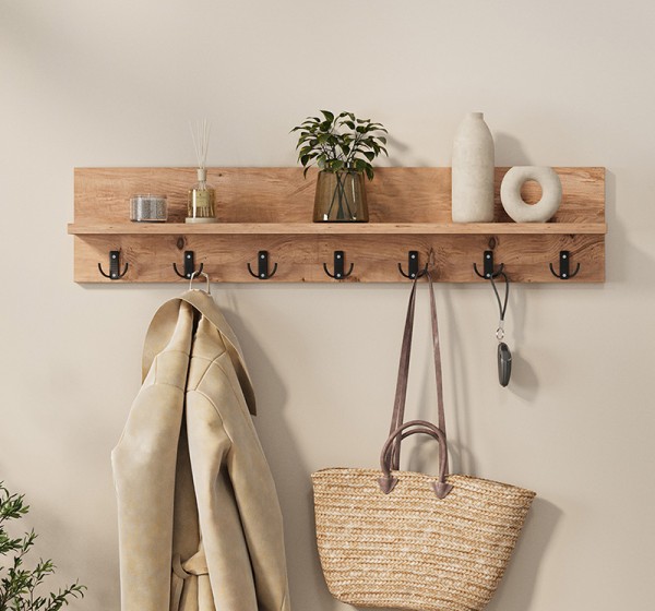 Κρεμάστρα τοίχου Kery Megapap χρώμα pine oak 91x11x20εκ.