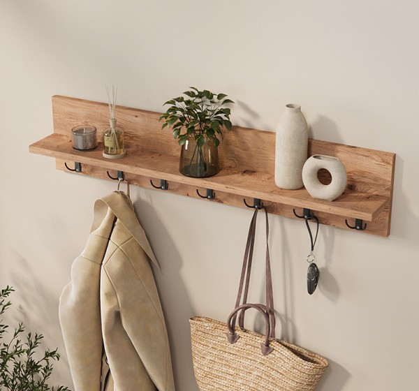 Κρεμάστρα τοίχου Kery Megapap χρώμα pine oak 91x11x20εκ.