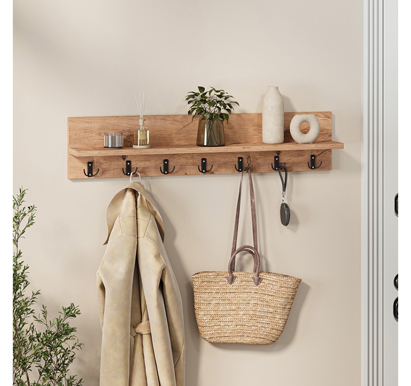Κρεμάστρα τοίχου Kery Megapap χρώμα pine oak 91x11x20εκ.