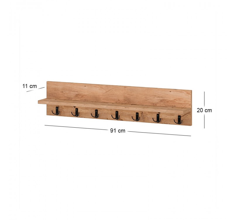 Κρεμάστρα τοίχου Kery Megapap χρώμα pine oak 91x11x20εκ.