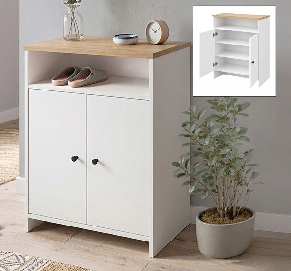Παπουτσοθήκη - Ντουλάπι Efsun Megapap χρώμα λευκό - sapphire oak 62x35x86εκ.