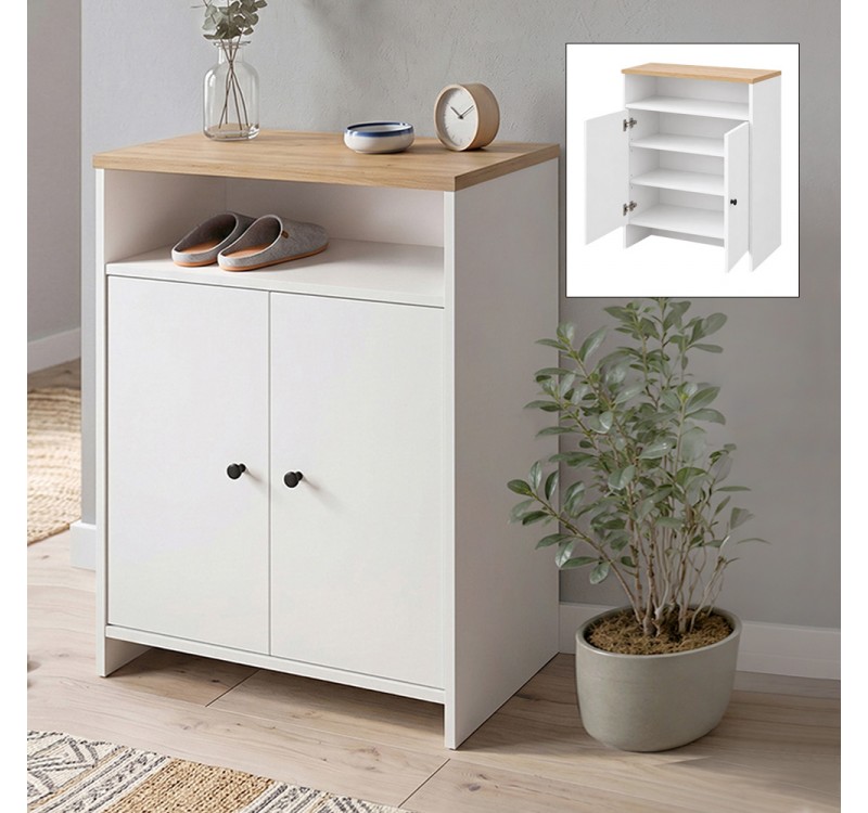 Παπουτσοθήκη - Ντουλάπι Efsun Megapap χρώμα λευκό - sapphire oak 62x35x86εκ.
