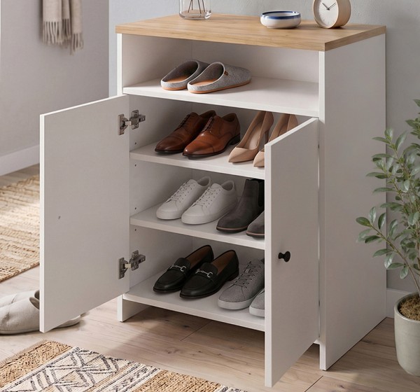Παπουτσοθήκη - Ντουλάπι Efsun Megapap χρώμα λευκό - sapphire oak 62x35x86εκ.