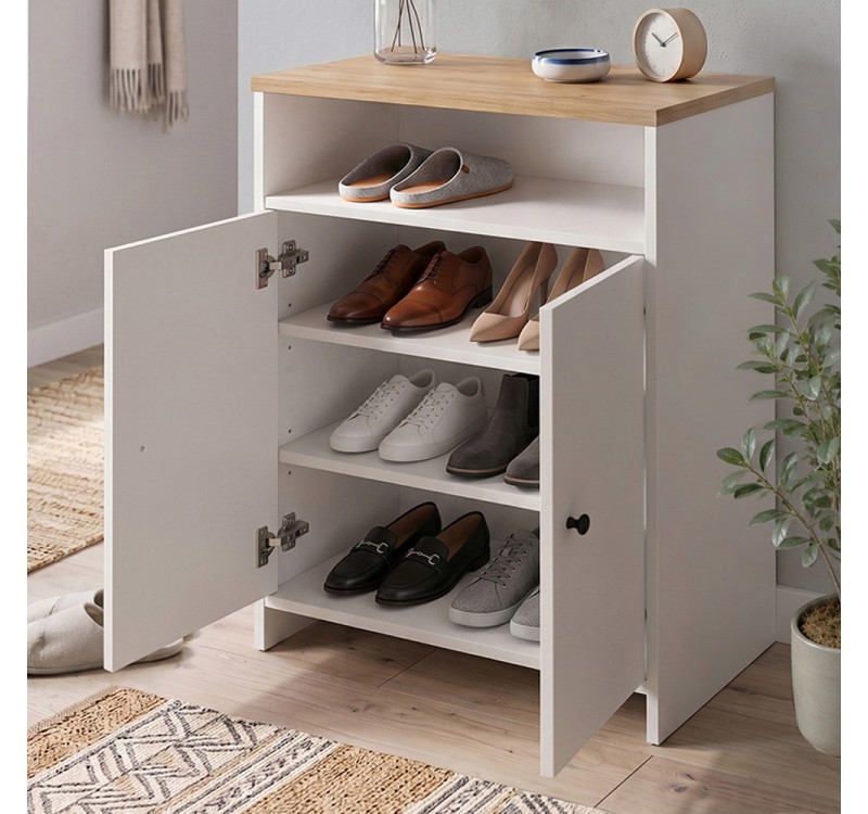 Παπουτσοθήκη - Ντουλάπι Efsun Megapap χρώμα λευκό - sapphire oak 62x35x86εκ.