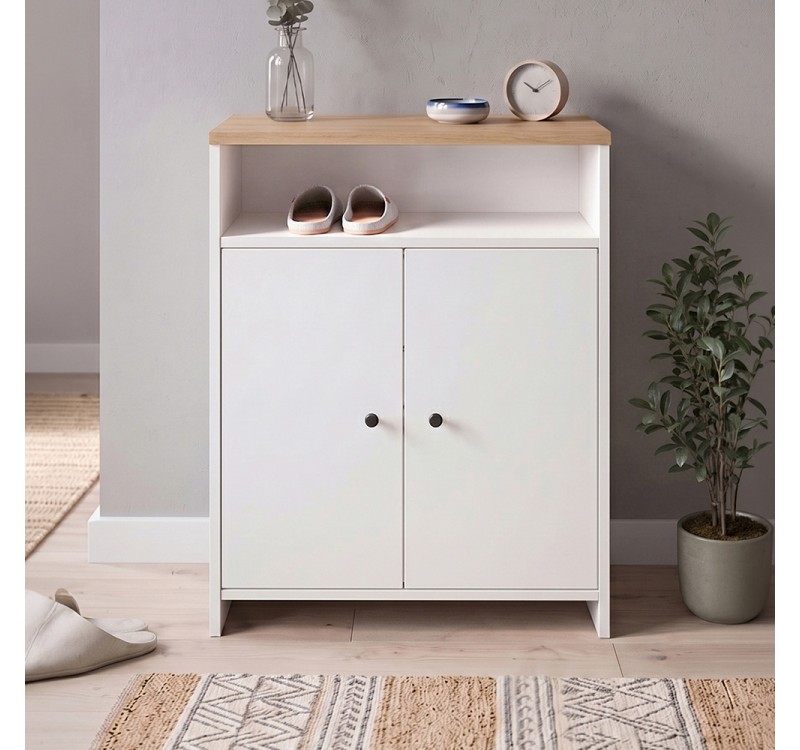 Παπουτσοθήκη - Ντουλάπι Efsun Megapap χρώμα λευκό - sapphire oak 62x35x86εκ.
