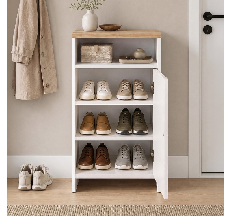 Παπουτσοθήκη - Ντουλάπι Talsa Megapap χρώμα λευκό - sapphire oak 50x35,3x86εκ.
