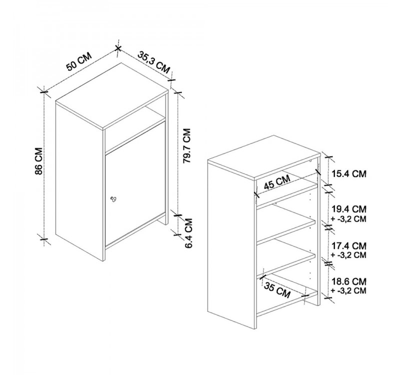 Παπουτσοθήκη - Ντουλάπι Talsa Megapap χρώμα λευκό - sapphire oak 50x35,3x86εκ.