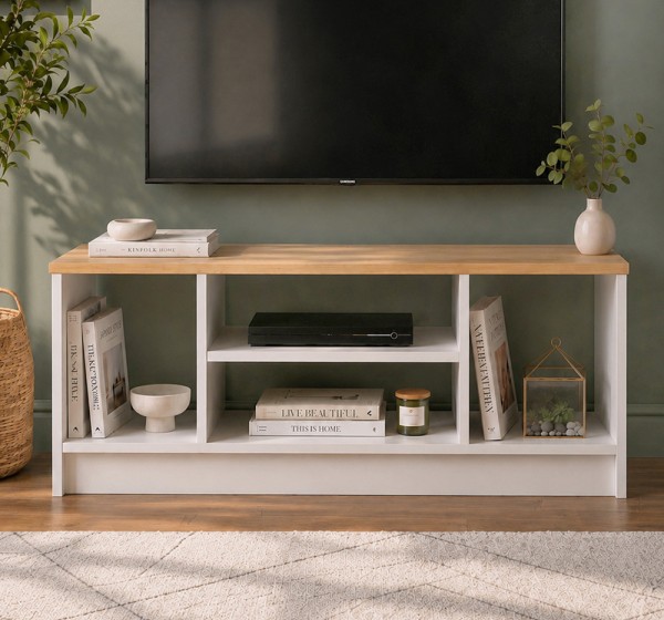Έπιπλο τηλεόρασης Bahama Megapap χρώμα λευκό - sapphire oak 120x35x46,5εκ.