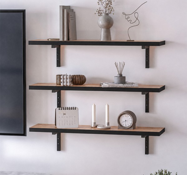 Ραφιέρα τοίχου Versa Megapap 3 τεμαχίων χρώμα pine oak 80x19x17εκ.