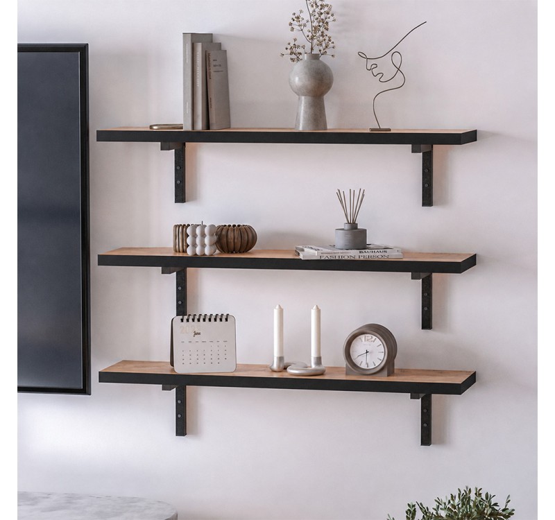 Ραφιέρα τοίχου Versa Megapap 3 τεμαχίων χρώμα pine oak 80x19x17εκ.