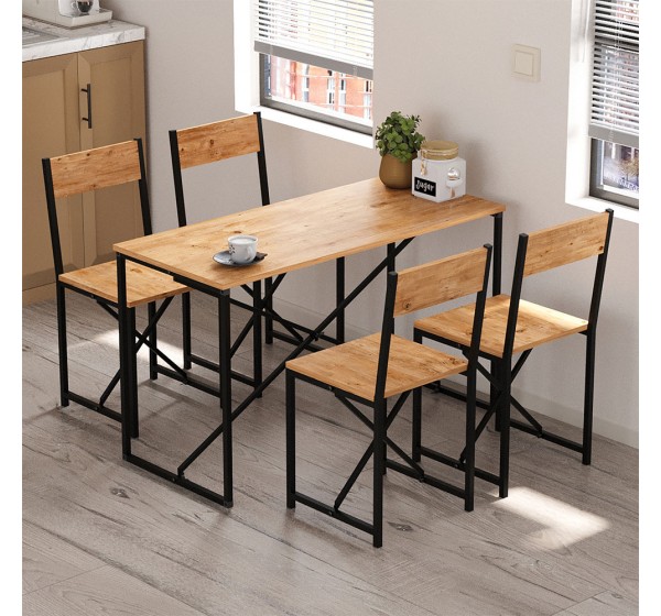 Σετ τραπεζαρία 5τμχ Maysa Megapap χρώμα pine oak 120x52,7x71,8εκ.