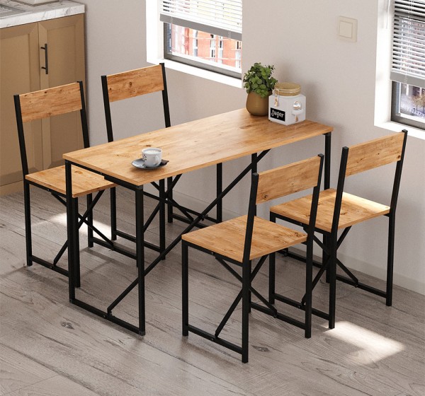 Σετ τραπεζαρία 5τμχ Maysa Megapap χρώμα pine oak 120x52,7x71,8εκ.