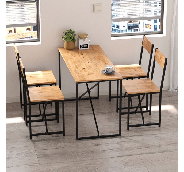 Σετ τραπεζαρία 5τμχ Maysa Megapap χρώμα pine oak 120x52,7x71,8εκ.