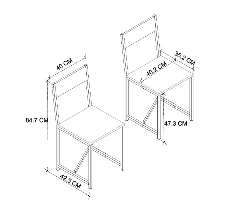 Καρέκλα τραπεζαρίας Maysa Megapap χρώμα μαύρο - pine oak 40,2x42,5x84,7εκ.