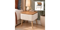 Κομοδίνο Nivo Megapap ύφασμα teddy χρώμα λευκό - pine oak 45x35x45εκ.