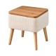Κομοδίνο Nivo Megapap ύφασμα teddy χρώμα λευκό - pine oak 45x35x45εκ.