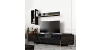 Σύνθεση τηλεόρασης Veyron Megapap χρώμα μαύρο rebab - μαύρο εφέ μαρμάρου 180x33x45εκ.