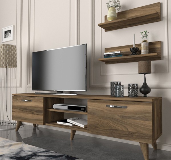 Έπιπλο τηλεόρασης Colin Megapap χρώμα καρυδί 150x29,5x40,6εκ.
