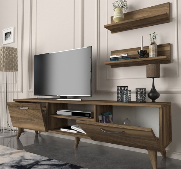 Έπιπλο τηλεόρασης Colin Megapap χρώμα καρυδί 150x29,5x40,6εκ.