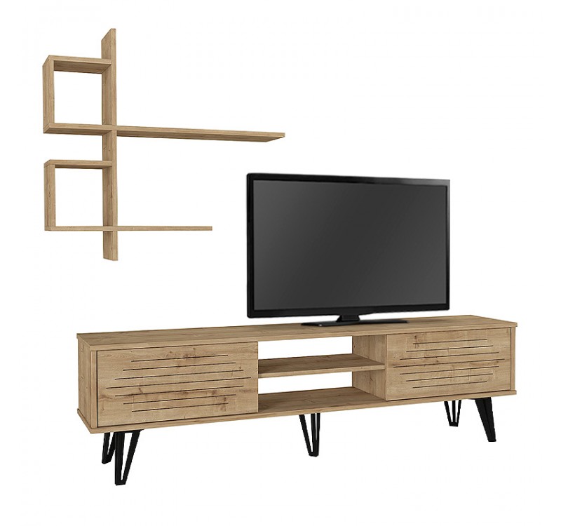 Σύνθεση τηλεόρασης Salerno Megapap χρώμα sapphire oak 180x35x51εκ.