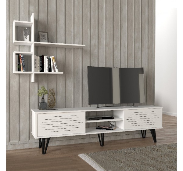 Σύνθεση τηλεόρασης Salerno Megapap χρώμα λευκό 180x35x51εκ.