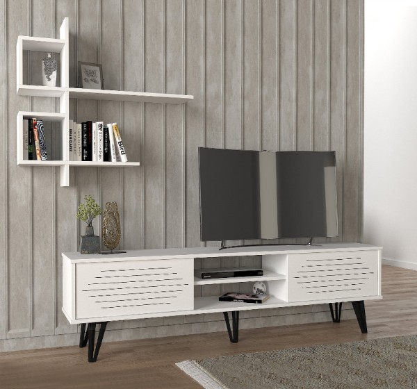 Σύνθεση τηλεόρασης Salerno Megapap χρώμα λευκό 180x35x51εκ.