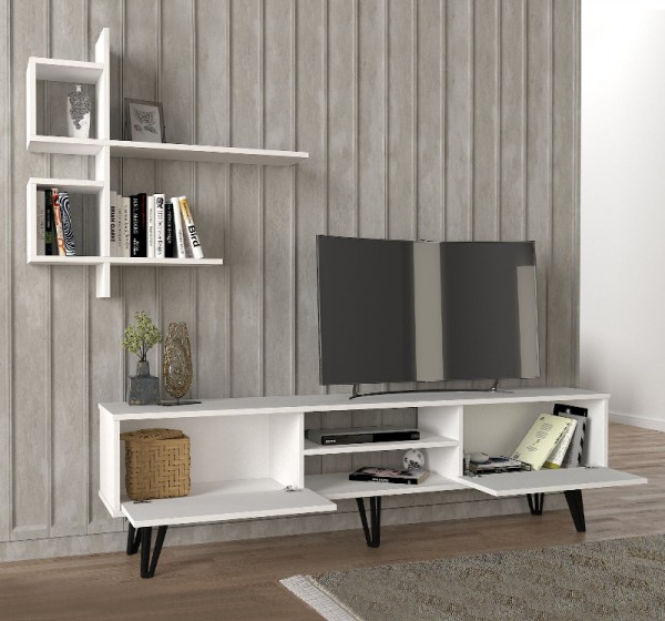 Σύνθεση τηλεόρασης Salerno Megapap χρώμα λευκό 180x35x51εκ.