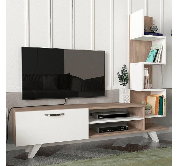 Έπιπλο τηλεόρασης Ceren Megapap χρώμα λευκό - cordoba 149,5x31x131,6εκ.