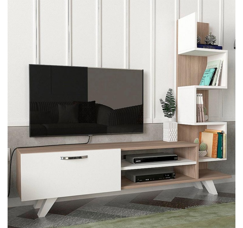 Έπιπλο τηλεόρασης Ceren Megapap χρώμα λευκό - cordoba 149,5x31x131,6εκ.