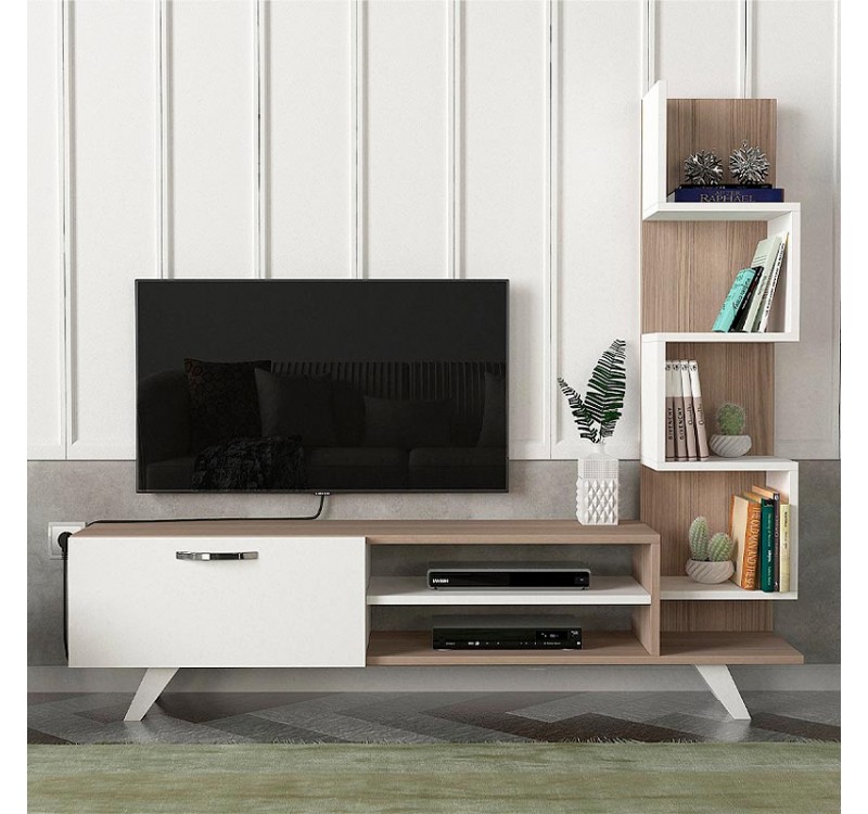 Έπιπλο τηλεόρασης Ceren Megapap χρώμα λευκό - cordoba 149,5x31x131,6εκ.