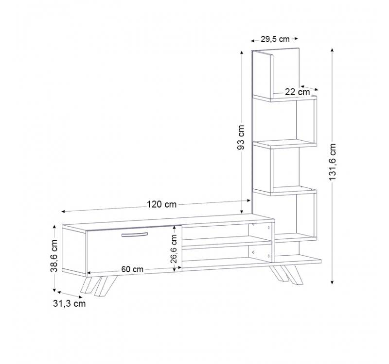 Έπιπλο τηλεόρασης Ceren Megapap χρώμα λευκό - cordoba 149,5x31x131,6εκ.
