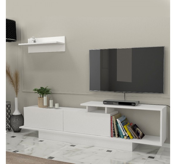 Έπιπλο τηλεόρασης Novara Megapap χρώμα λευκό 180x29,6x45εκ.