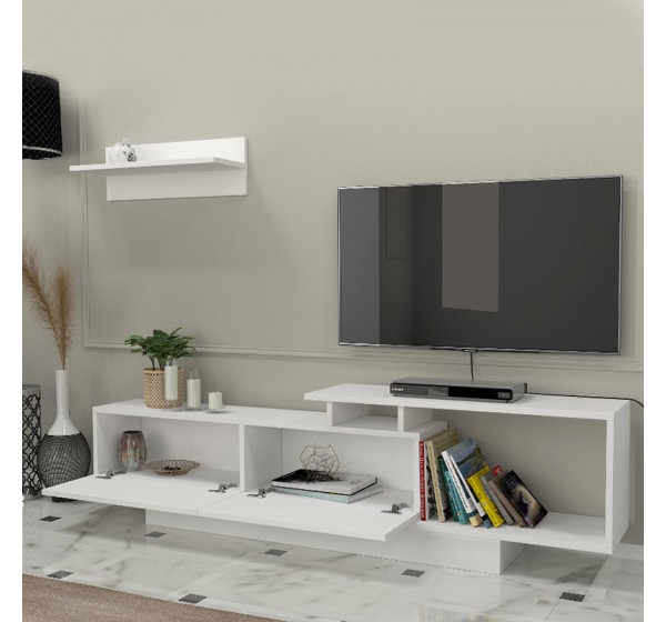 Έπιπλο τηλεόρασης Novara Megapap χρώμα λευκό 180x29,6x45εκ.