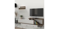 Έπιπλο τηλεόρασης Novara Megapap χρώμα λευκό - καρυδί 180x29,6x45εκ.