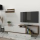 Έπιπλο τηλεόρασης Novara Megapap χρώμα λευκό - καρυδί 180x29,6x45εκ.