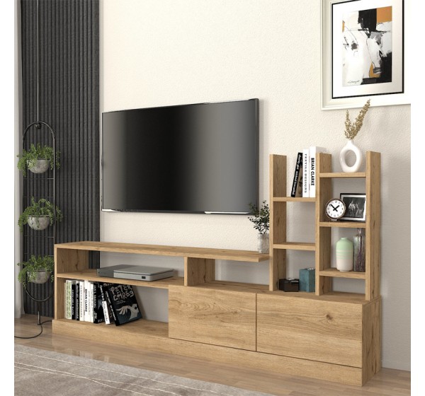 Σύνθεση τηλεόρασης Pesaro Megapap χρώμα sepet oak 165x25x91,3εκ.