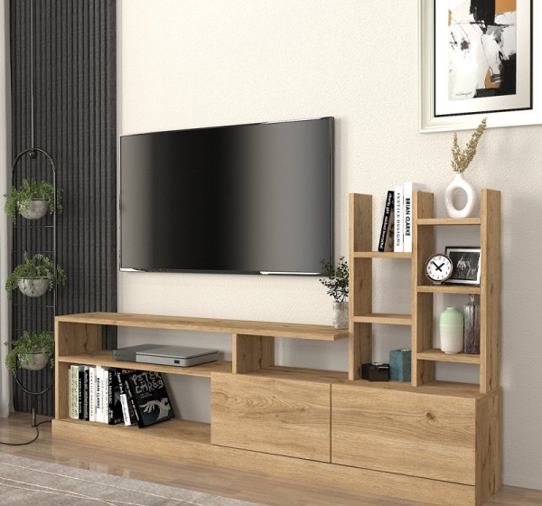 Σύνθεση τηλεόρασης Pesaro Megapap χρώμα sepet oak 165x25x91,3εκ.