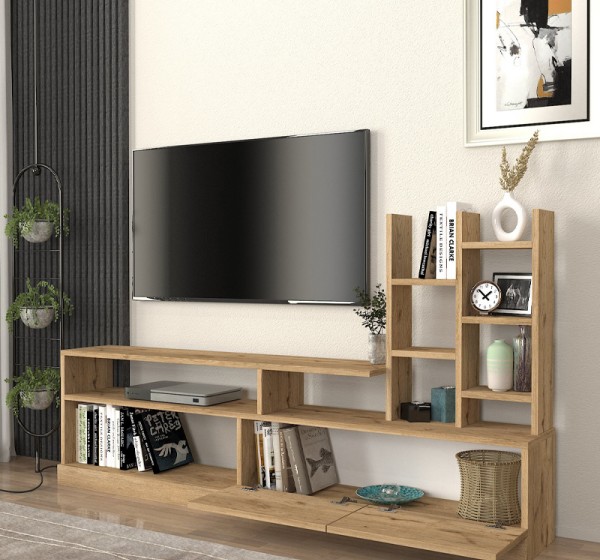 Σύνθεση τηλεόρασης Pesaro Megapap χρώμα sepet oak 165x25x91,3εκ.