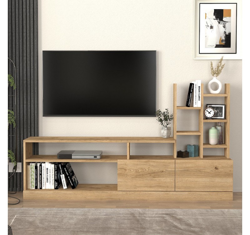 Σύνθεση τηλεόρασης Pesaro Megapap χρώμα sepet oak 165x25x91,3εκ.