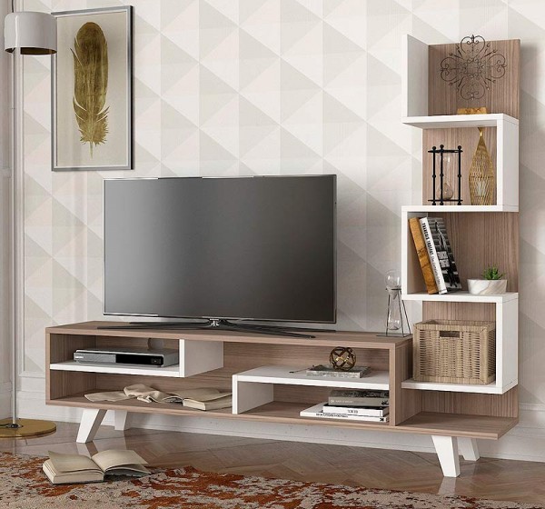 Έπιπλο τηλεόρασης Granada Megapap χρώμα λευκό - cordoba 149,5x29,5x120εκ.