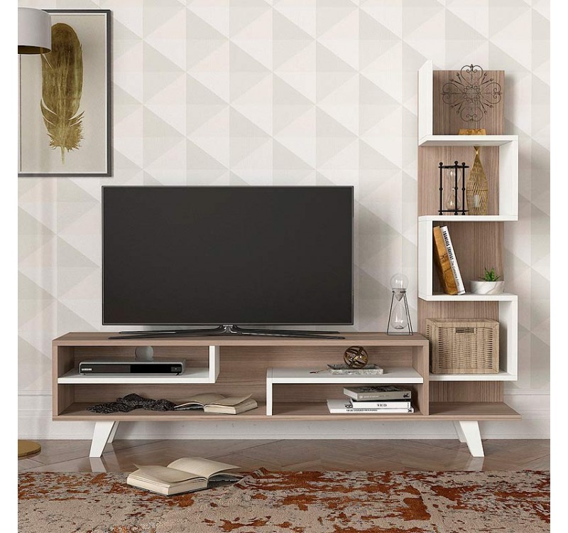 Έπιπλο τηλεόρασης Granada Megapap χρώμα λευκό - cordoba 149,5x29,5x120εκ.