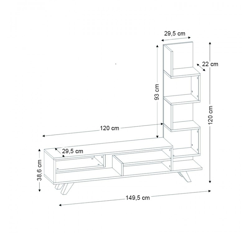 Έπιπλο τηλεόρασης Granada Megapap χρώμα λευκό - cordoba 149,5x29,5x120εκ.