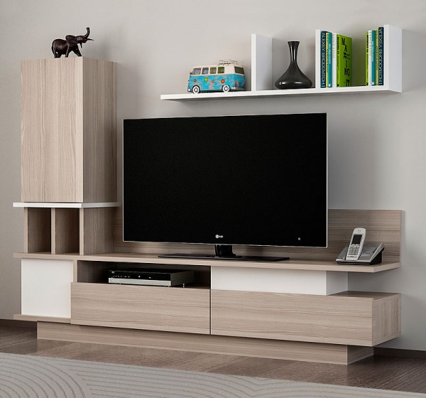 Σύνθεση τηλεόρασης Almeria Megapap χρώμα λευκό - cordoba 149x29,5x117εκ.