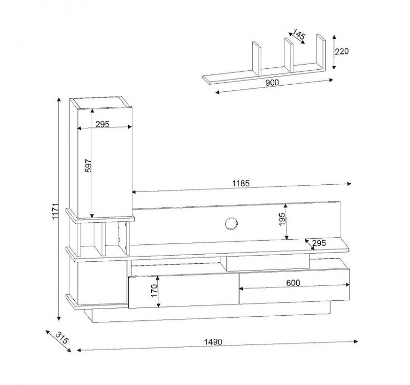 Σύνθεση τηλεόρασης Almeria Megapap χρώμα λευκό - cordoba 149x29,5x117εκ.