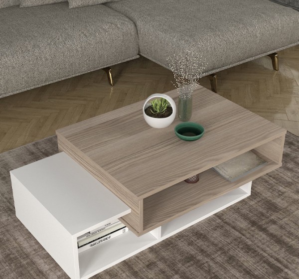 Τραπεζάκι σαλονιού Tab Megapap χρώμα λευκό - cordoba 105x60x32εκ.