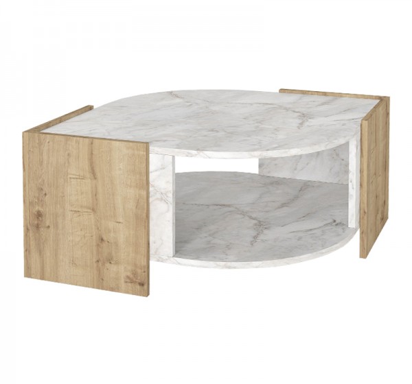 Τραπεζάκι σαλονιού Marbel Megapap χρώμα sapphire oak - λευκό εφέ μαρμάρου 75x75x40εκ.