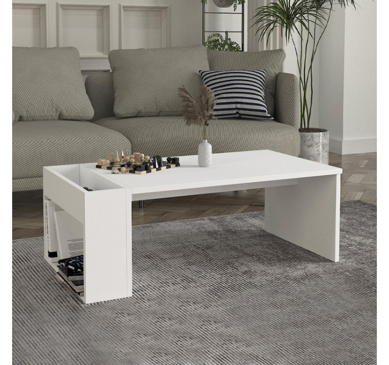 Τραπεζάκι σαλονιού View Megapap χρώμα λευκό 95x50x34εκ.